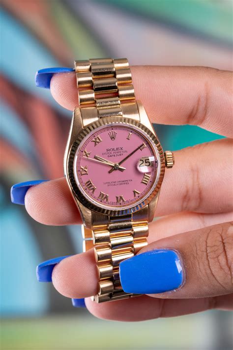 pink rolex watch|pink dial Rolex watch.